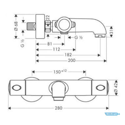 Смеситель-термостат для ванны Hansgrohe Ecostat 1001 SL 13241000